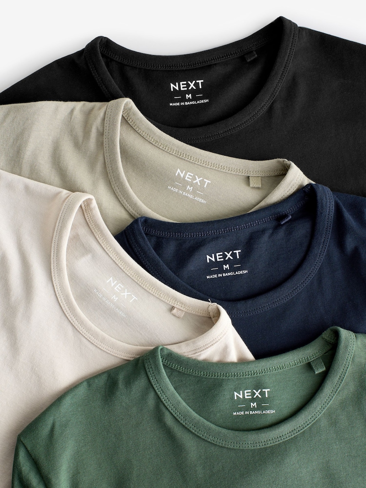 Green Slim Fit 100% Cotton Underwear T-Shirts 5 Pack - Image 17 of 17