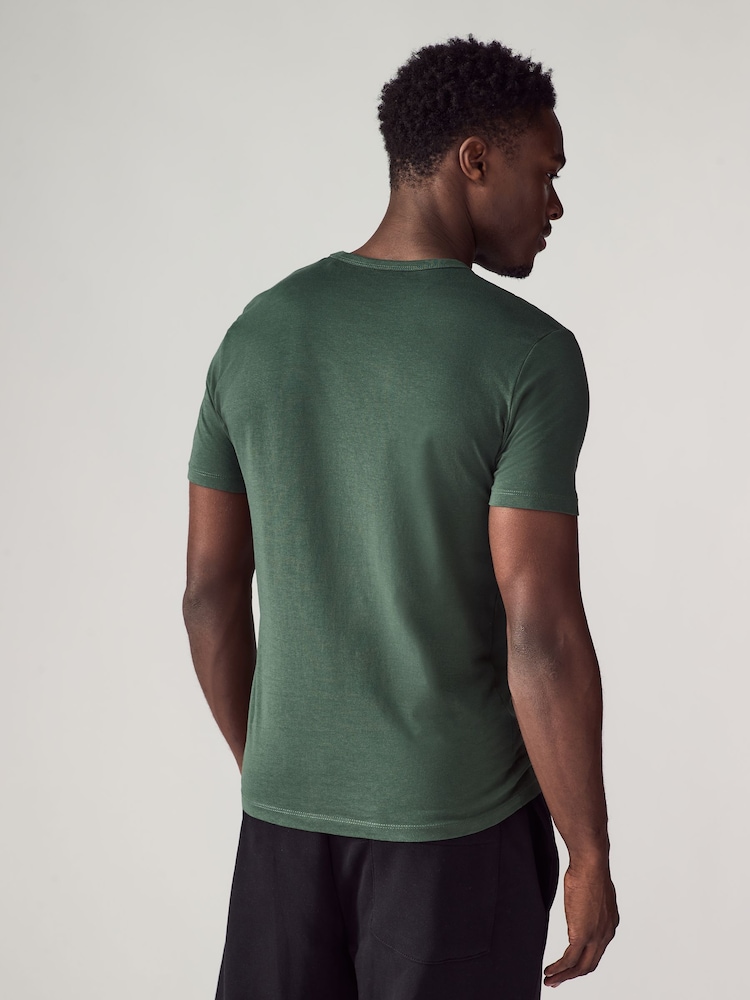 Green Slim Fit 100% Cotton Layering T-Shirts 5 Pack - Image 3 of 17