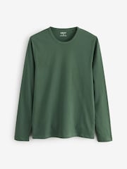 Black/ Neutral/ Dark Green/ Sage Green/ Navy Blue Long Sleeve 100% Cotton Layering T-Shirts 5 Pack - Image 2 of 8
