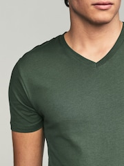 Green Regular Fit 100% Cotton V-Neck Underwear T-Shirts 5 Pack - Image 13 of 16