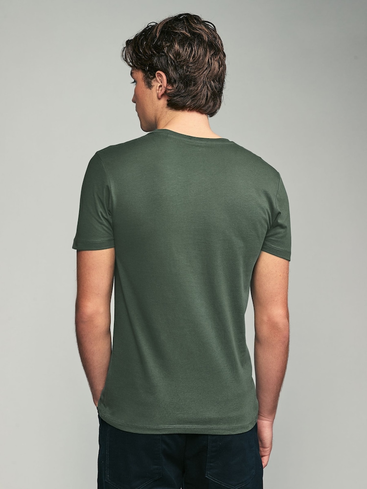 Green Regular Fit 100% Cotton V-Neck Underwear T-Shirts 5 Pack - Image 14 of 16