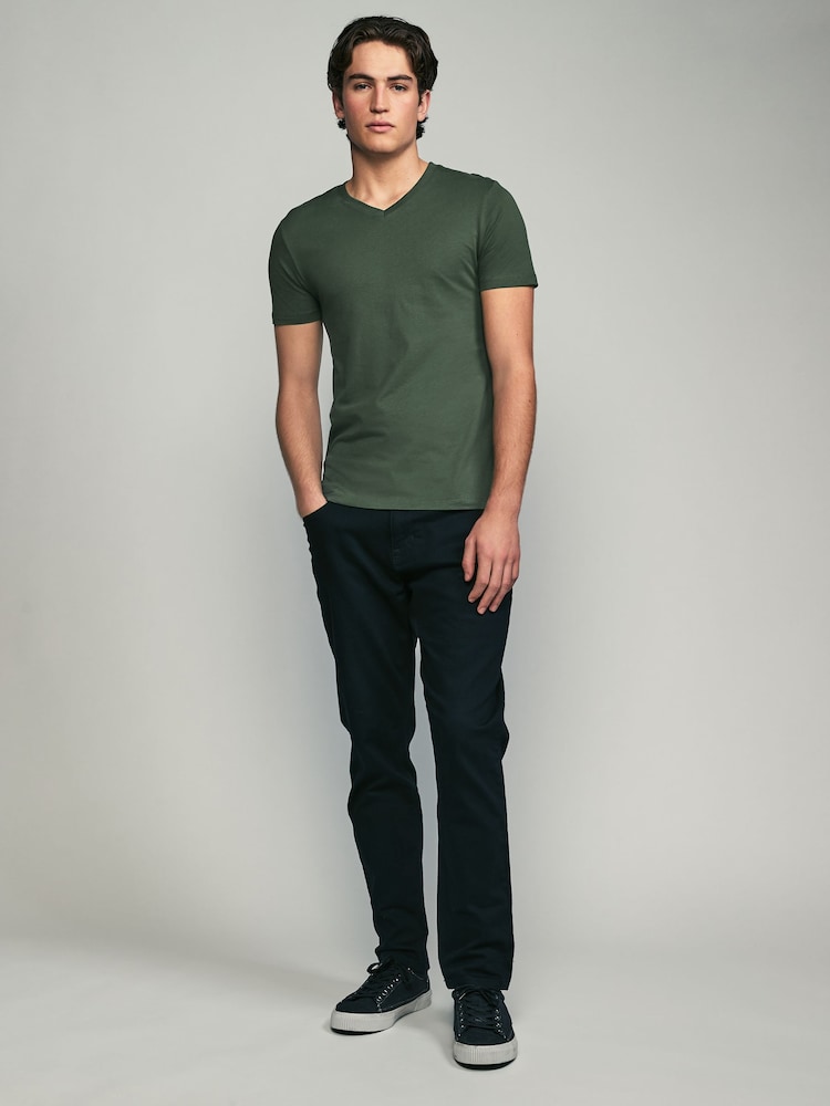 Green Regular Fit 100% Cotton V-Neck Underwear T-Shirts 5 Pack - Image 15 of 16