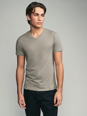 Green Regular Fit 100% Cotton V-Neck Underwear T-Shirts 5 Pack - Image 16 of 16