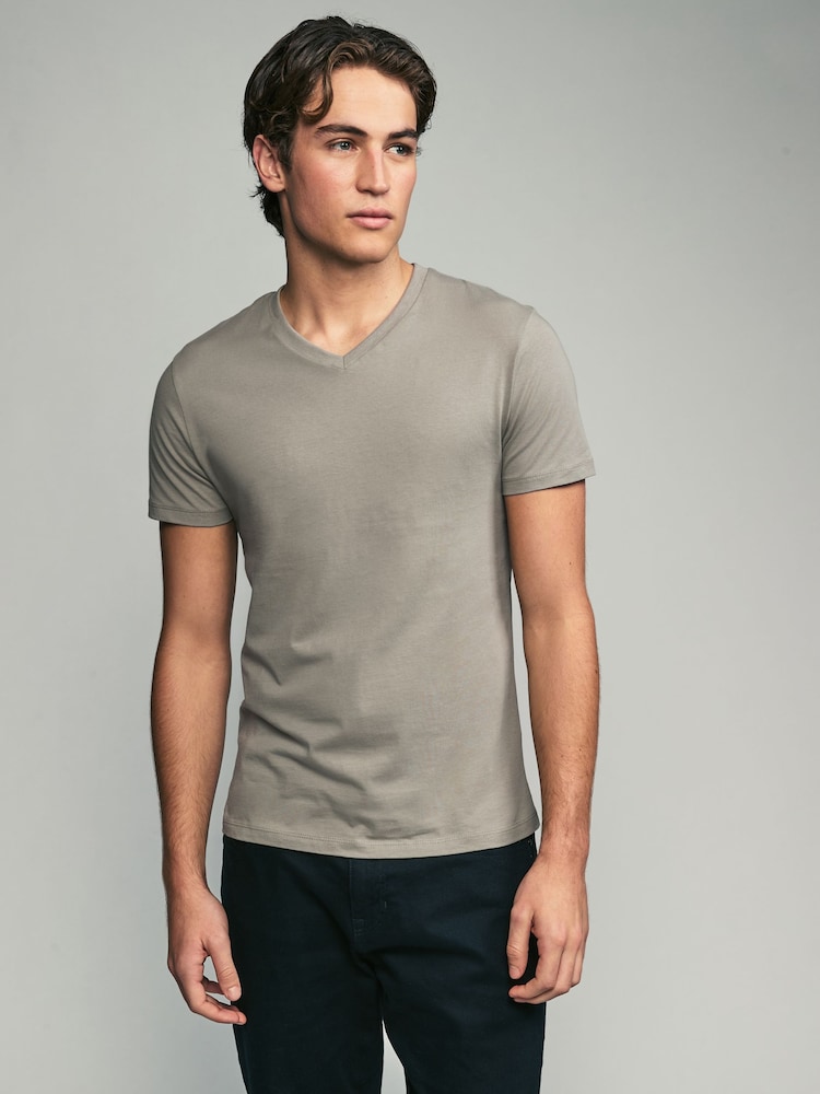 Green Regular Fit 100% Cotton V-Neck Underwear T-Shirts 5 Pack - Image 16 of 16