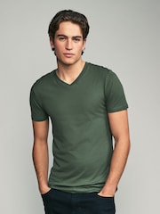 Green Regular Fit 100% Cotton V-Neck Underwear T-Shirts 5 Pack - Image 2 of 11