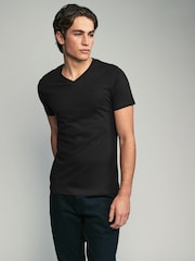 Green Regular Fit 100% Cotton V-Neck Underwear T-Shirts 5 Pack - Image 3 of 11