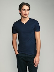 Green Regular Fit 100% Cotton V-Neck Underwear T-Shirts 5 Pack - Image 4 of 11