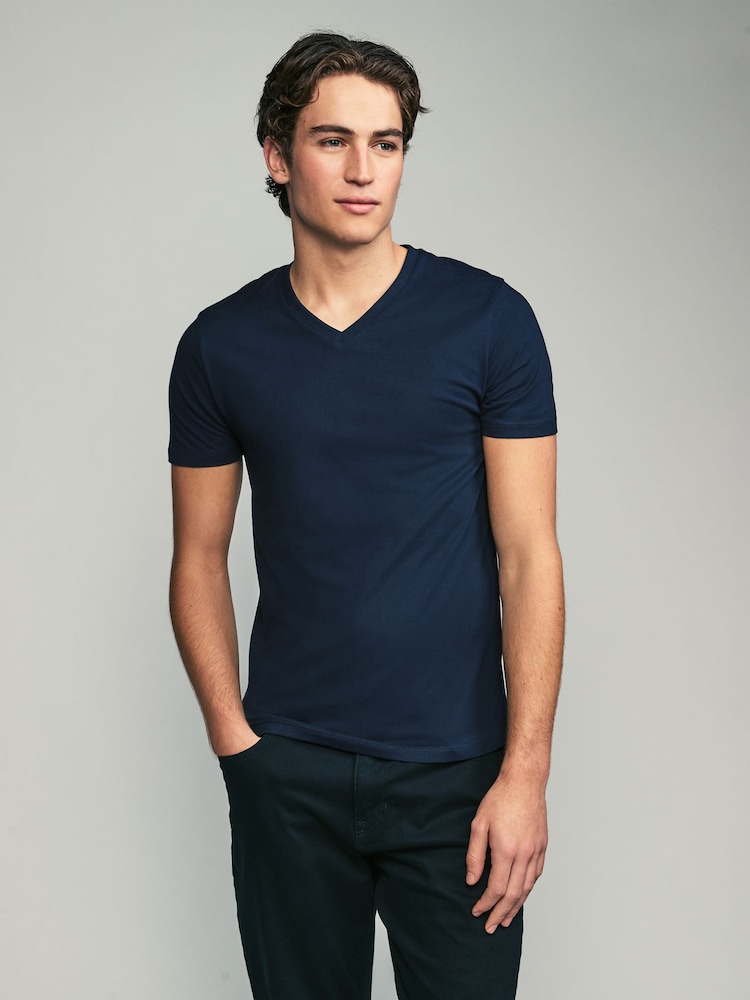 Green Regular Fit 100% Cotton V-Neck Underwear T-Shirts 5 Pack - Image 4 of 16