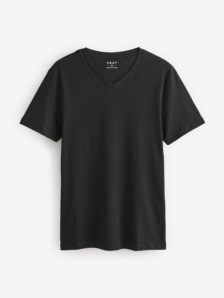 Green Regular Fit 100% Cotton V-Neck Underwear T-Shirts 5 Pack - Image 8 of 16