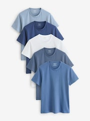Mixed Blues Regular Fit 100% Cotton Underwear T-Shirts 5 Pack - Image 1 of 14