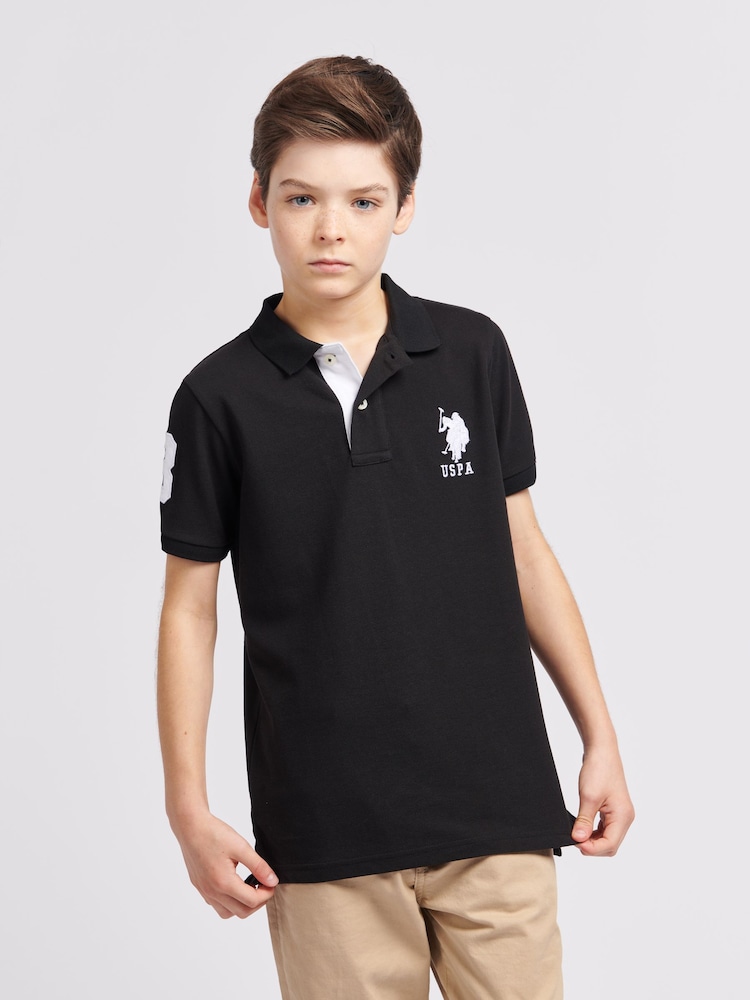 Черный - US Polo Assn. Футболка-поло для мальчиков 100% хлопок, игрок 3 - Изображение 1 из 7