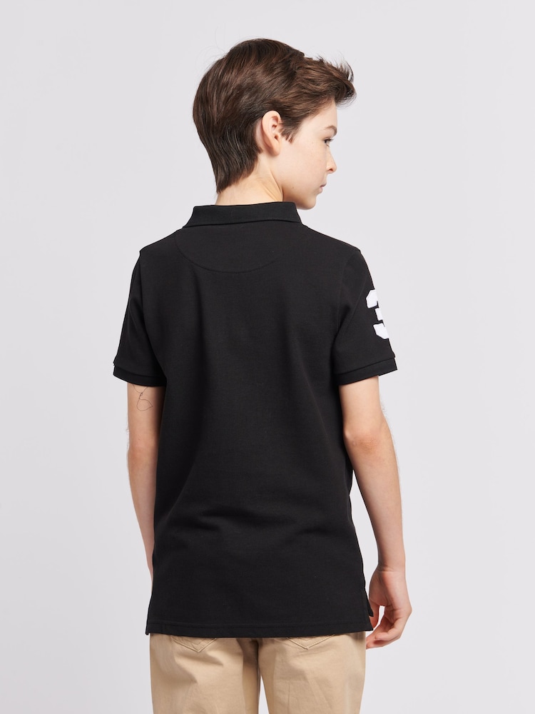 Черный - US Polo Assn. Футболка-поло для мальчиков 100% хлопок, игрок 3 - Изображение 2 из 7
