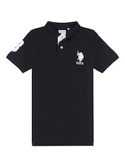 Черный - US Polo Assn. Футболка-поло для мальчиков 100% хлопок, игрок 3 - Изображение 7 из 7
