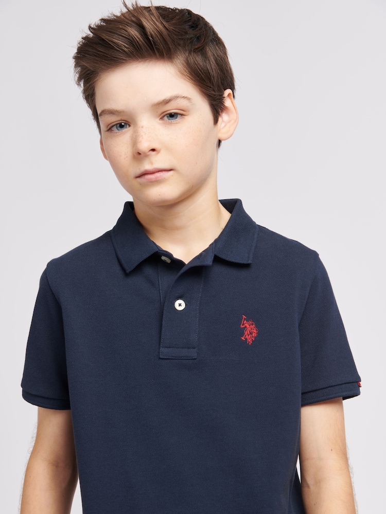 U.S. Polo Assn. Light Blue Boys Double Horsemen 100% Cotton Polo Shirt - Image 2 of 9