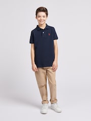 U.S. Polo Assn. Light Blue Boys Double Horsemen 100% Cotton Polo Shirt - Image 3 of 9