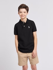 U.S. Polo Assn. Black Boys Double Horsemen 100% Cotton Polo Shirt - Image 1 of 7