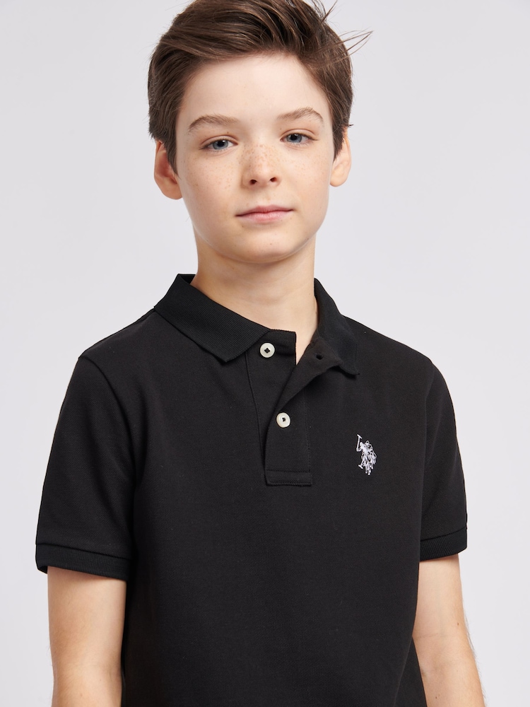 U.S. Polo Assn. Black Boys Double Horsemen 100% Cotton Polo Shirt - Image 2 of 7