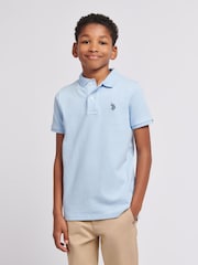 U.S. Polo Assn. Dark Blue Boys Double Horsemen 100% Cotton Polo Shirt - Image 1 of 8