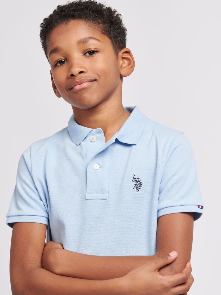 U.S. Polo Assn. Dark Blue Boys Double Horsemen 100% Cotton Polo Shirt - Image 2 of 8