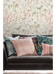 Clarissa Hulse Pink Summer Border Shell 10M Wallpaper - Image 1 of 3
