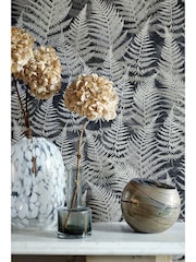 Clarissa Hulse Charcoal Woodland Fern 10M Wallpaper - Image 1 of 3