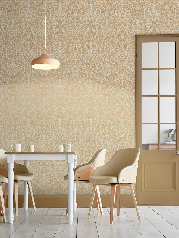 Graham & Brown Gold Hartley Damask 10M Wallpaper - Image 2 of 5