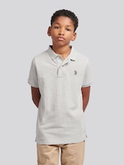U.S. Polo Assn. Grey Boys Double Horsemen 100% Cotton Polo Shirt - Image 1 of 8