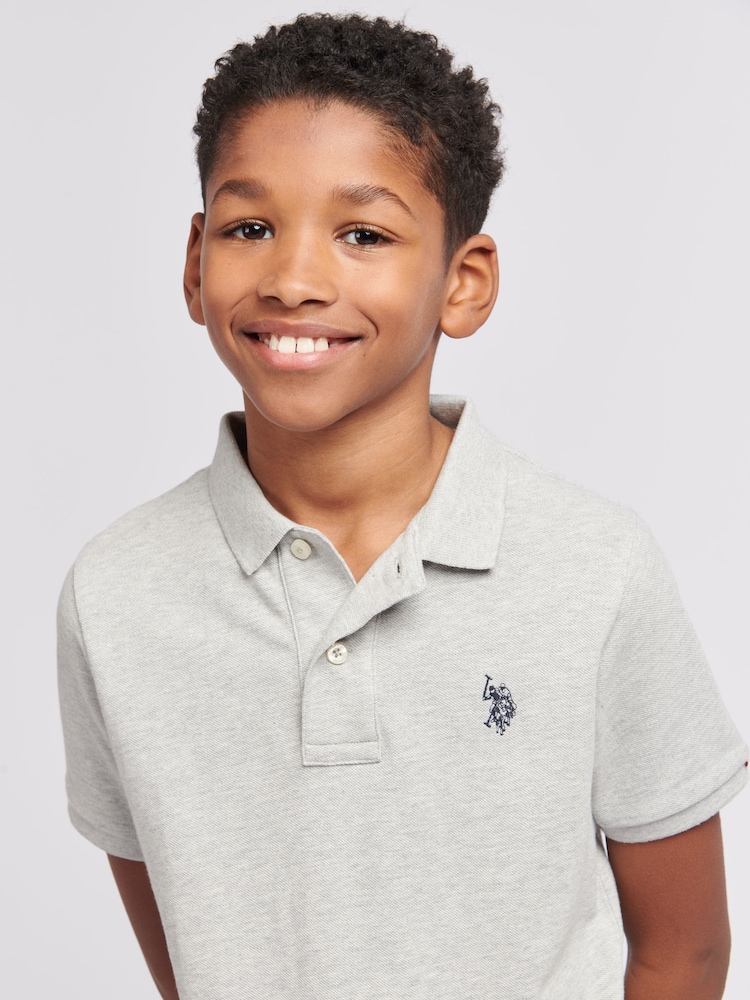 U.S. Polo Assn. Grey Boys Double Horsemen 100% Cotton Polo Shirt - Image 2 of 8