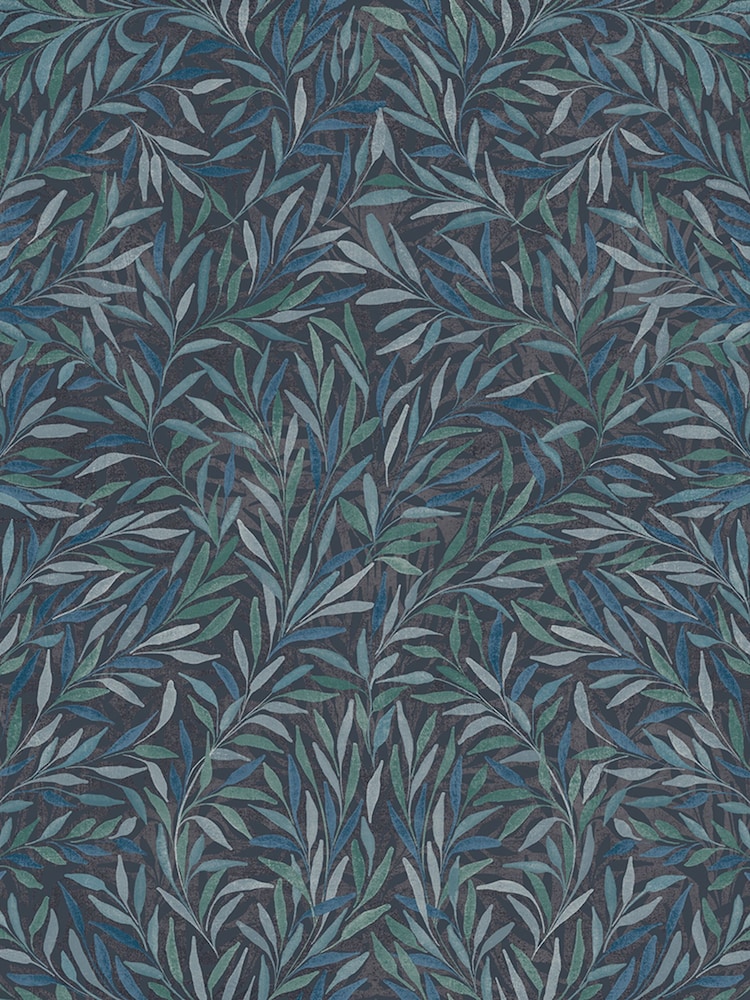 Graham & Brown Navy Salix Leaves 10M Wallpaper - Image 2 of 3