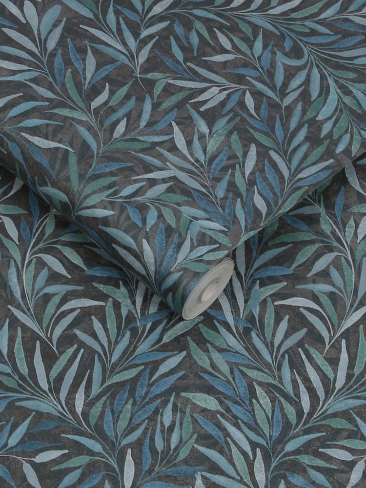 Graham & Brown Navy Salix Leaves 10M Wallpaper - Image 3 of 3