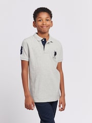 Серый - US Polo Assn. Футболка-поло для мальчиков 100% хлопок, игрок 3 - Изображение 1 из 7