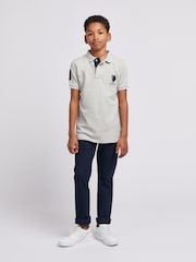 Серый - US Polo Assn. Футболка-поло для мальчиков 100% хлопок, игрок 3 - Изображение 3 из 7