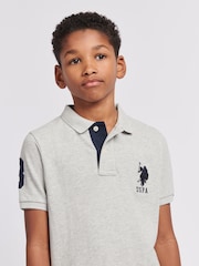 Серый - US Polo Assn. Футболка-поло для мальчиков 100% хлопок, игрок 3 - Изображение 4 из 7
