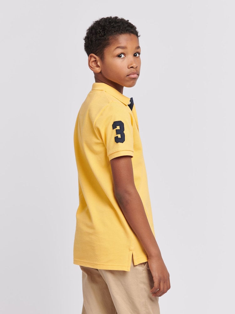 U.S. Polo Assn. Yellow Boys Player 3 Pique 100% Cotton Polo Shirt - Image 2 of 8
