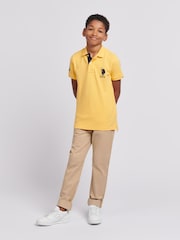 U.S. Polo Assn. Yellow Boys Player 3 Pique 100% Cotton Polo Shirt - Image 4 of 8