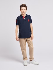 Темно-синий - US Polo Assn. Футболка-поло для мальчиков 100% хлопок, игрок 3 - Изображение 3 из 8
