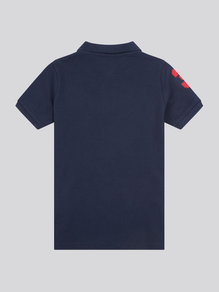 כחול כהה - U.S. Polo Assn. Boys 100% Cotton Player 3 Polo Shirt - Image 6 of 8