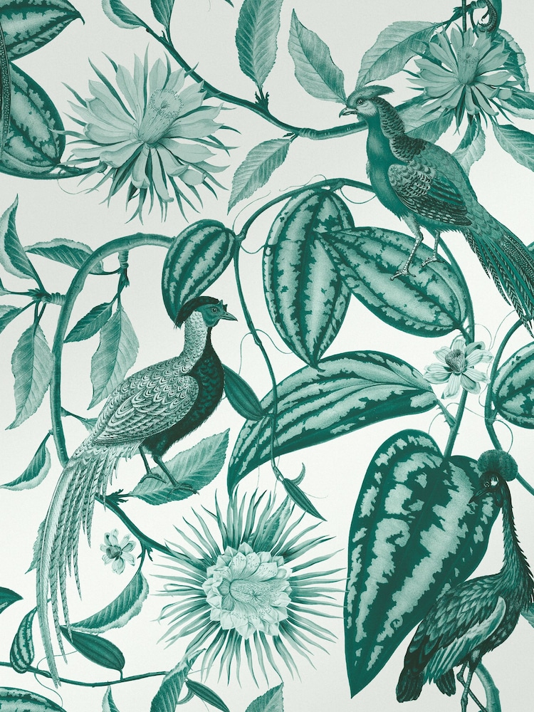 Graham & Brown Teal Amherst's Garden 10M Wallpaper - Image 2 of 3