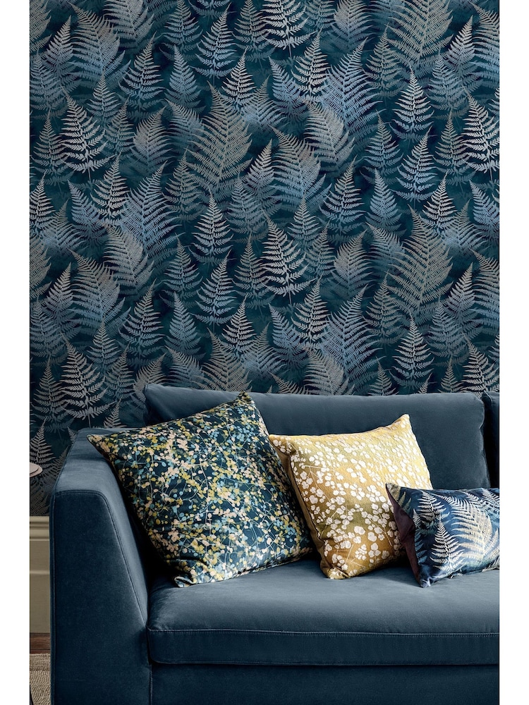 Clarissa Hulse French Navy Woodland Fern 10M Wallpaper - Image 1 of 3