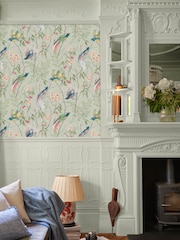 Graham & Brown Morning Sage Clavering Birds 10M Wallpaper - Image 1 of 3