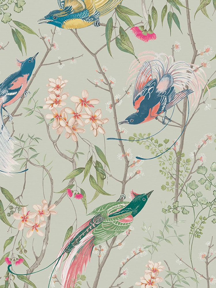 Graham & Brown Morning Sage Clavering Birds 10M Wallpaper - Image 2 of 3