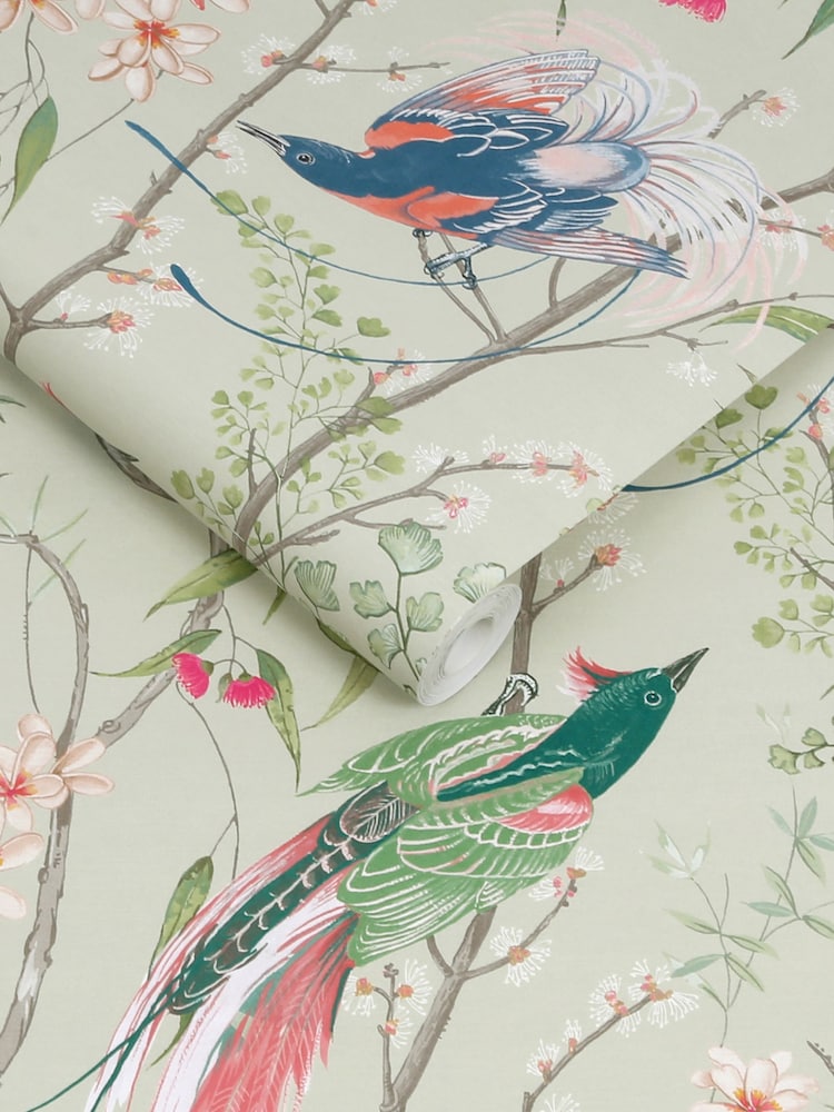 Graham & Brown Morning Sage Clavering Birds 10M Wallpaper - Image 3 of 3