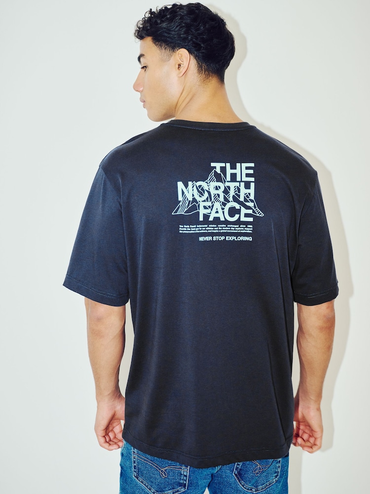 The North Face Navy Mens Mountain Sketch Back Graphic Relaxed 100% Cotton T-Shirt - Image 1 of 6
