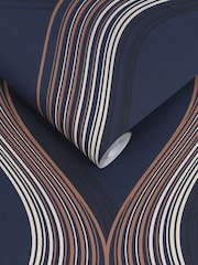 Graham & Brown Navy Euphoria 10M Wallpaper - Image 3 of 3