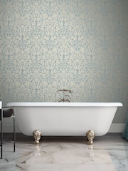 Graham & Brown Duck Egg Hartley Damask Wedgewood 10M Wallpaper - Image 1 of 3