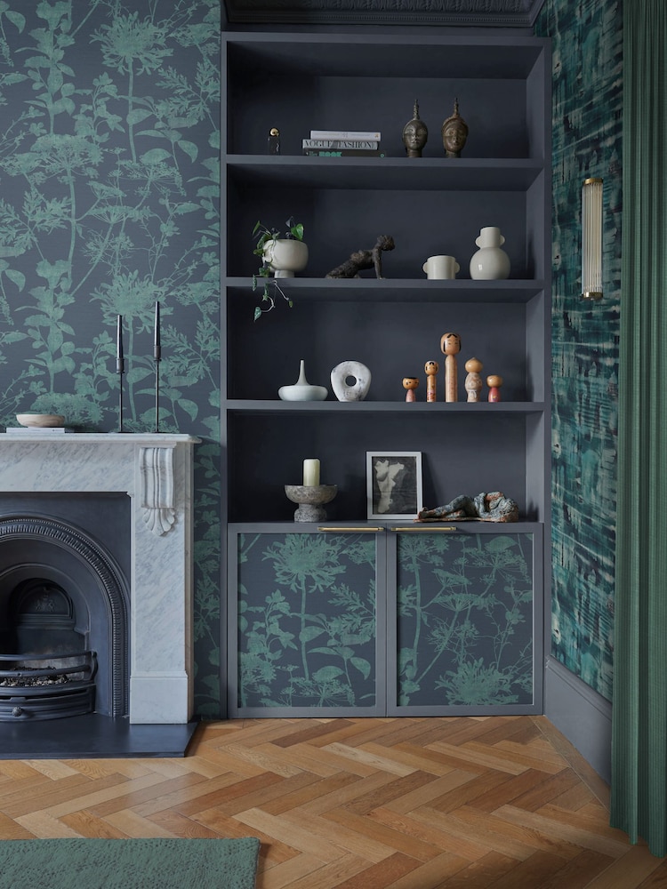 Graham & Brown Teal Esther 10M Wallpaper - Image 1 of 3
