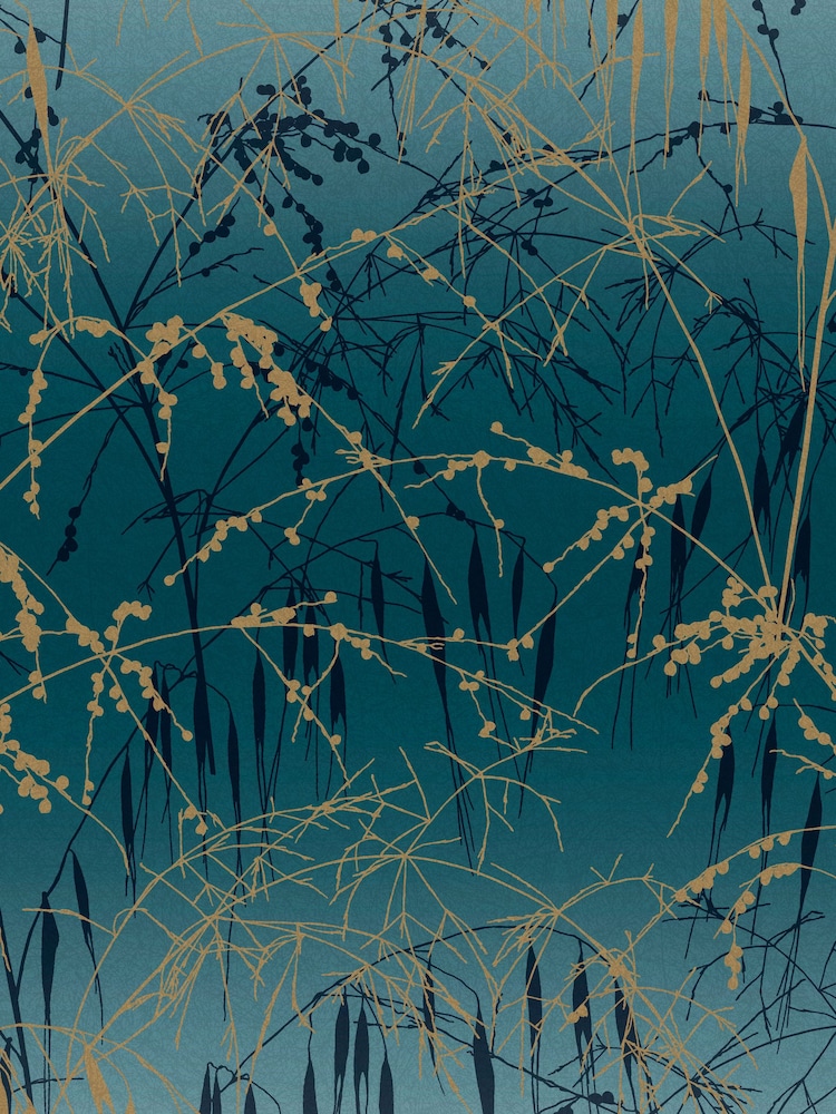 Clarissa Hulse Teal Soft Gold Meadow Grass 10M Wallpaper - Image 2 of 3