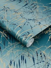Clarissa Hulse Teal Soft Gold Meadow Grass 10M Wallpaper - Image 3 of 3