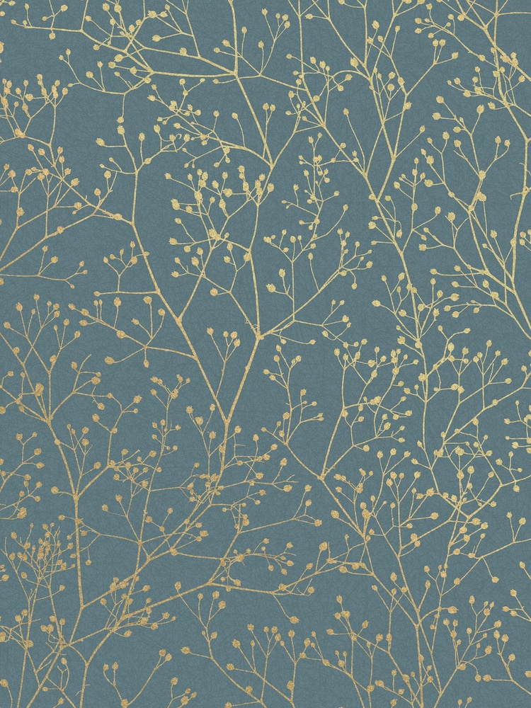 Clarissa Hulse Airforce Blue Soft Gold Gypsophila 10M Wallpaper - Image 4 of 4