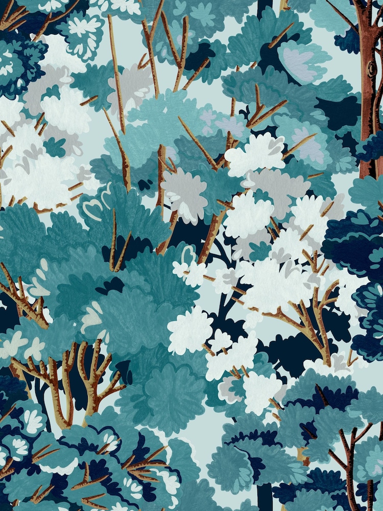 Graham & Brown Blue Folklore Tree 10M Wallpaper - Image 2 of 3